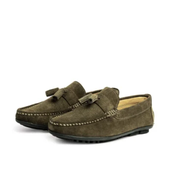D’004 MOCASSIN EN CUIR DAIM VERT